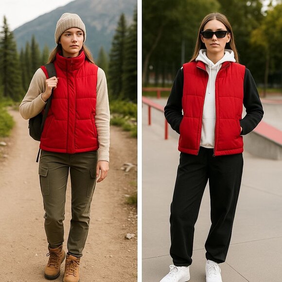 Lauren Ralph Lauren Woman Reversible Puffer Vest L Gorpcore Outdoor WinterLayer - Picture 1 of 12